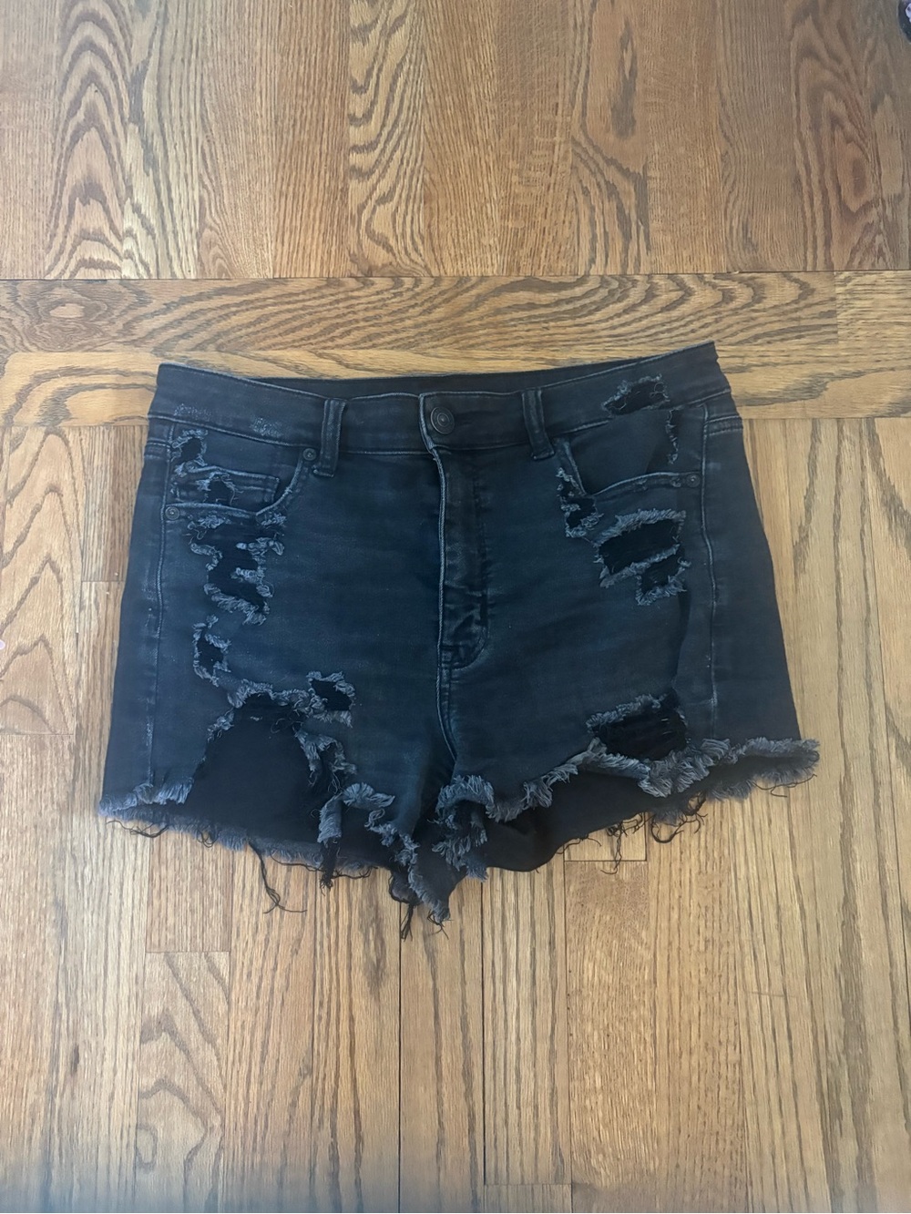 Black American Eagle Distressed Women's Denim Shorts